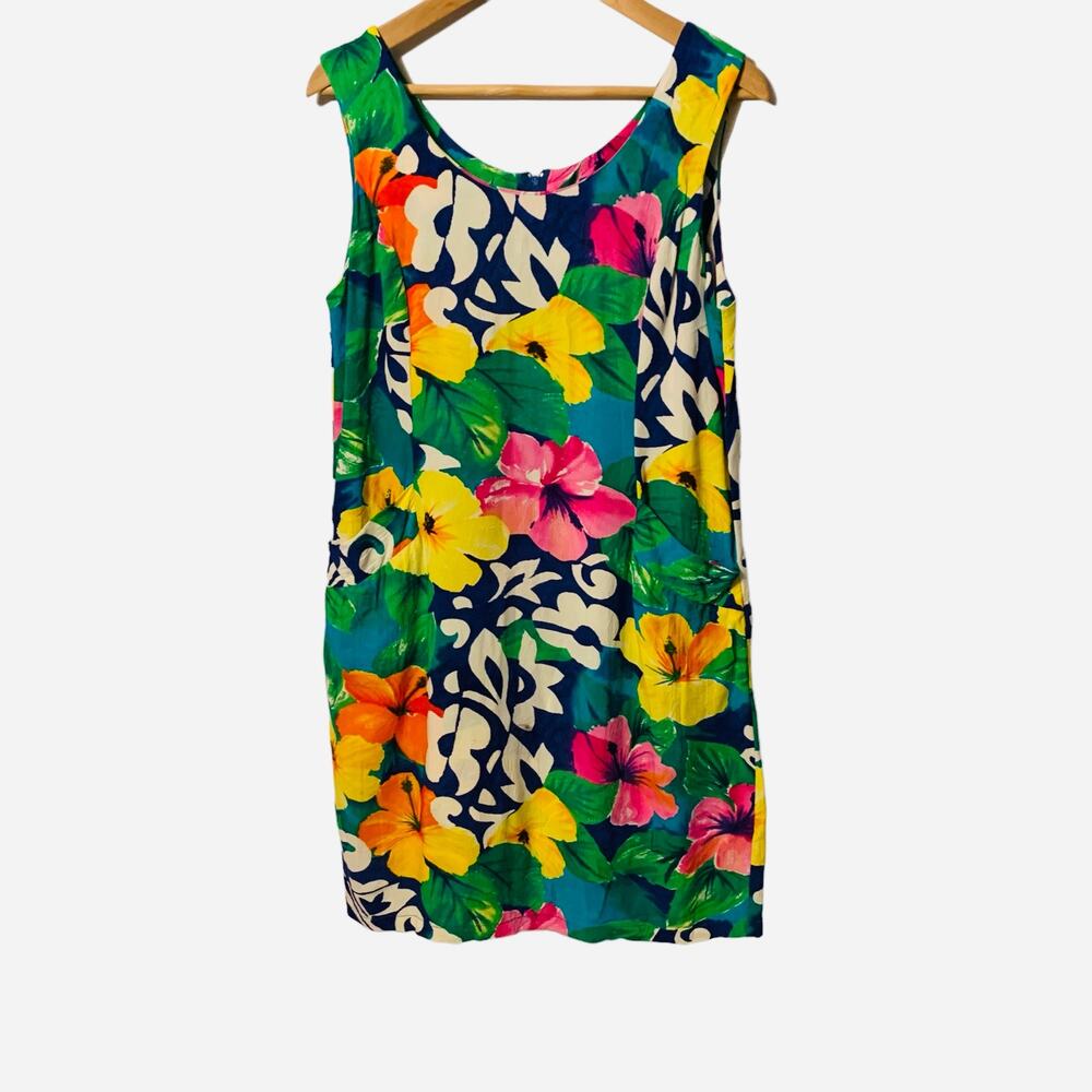 Jams World Dress Bright Multicolored Floral sz 11 vintage